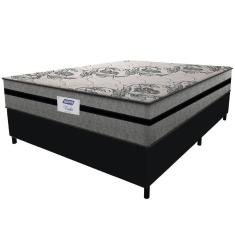 Cama Box Casal Colchão Gazin Com Molas Ensacadas Rubi 138x188x70cm Suede Preto/cinza Cinza