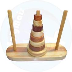 Brinquedo educativo infantil torre de hanói em madeira - Shoppingnet