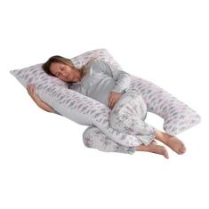 Travesseiro De Corpo Gestante Conforto E Proteção Estampado Nuvem Rosa