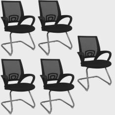 Kit 5 Cadeiras de Escritório Interlocutor Tela Mesh Santiago