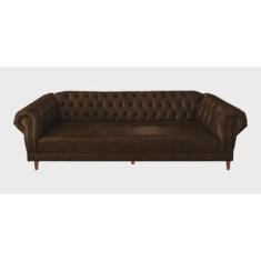 Sofá Chesterfield Capitonê Duque 3 Lugares barbearia E recepão suede marrom