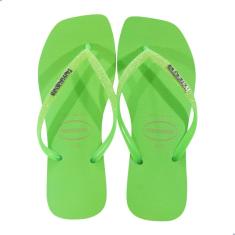 Chinelo Havaianas Slim Square Glitter Neon Verde