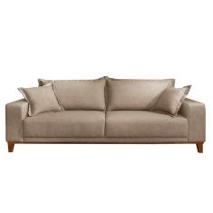 Sofá Fixo Argos 3 Lugares Luxo 2,00 M Castellar Móbile Linho Bege