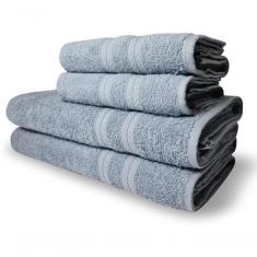 Jogo De Toalhas Luxo 4 Pçs Lisboa 2 Banho 2 Rosto Azul