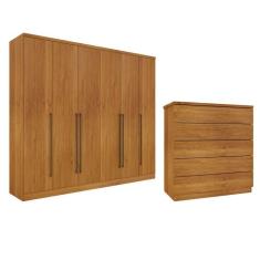Guarda Roupa 6 Portas Portugal E Comoda 5 Gavetas Premium Espresso Móveis Cinamomo