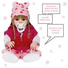 Boneca Reborn Barata de Silicone Loira Girafinha 30 Frases - Cegonha R