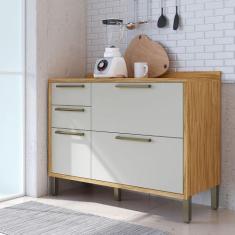 Balcão de Cozinha 120cm com 2 Portas Basculantes 3 Gavetas e Tampo 100