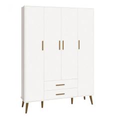 Guarda-roupa Retrô 4 Portas Isis Branco Fosco - Moveisaqui