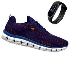 Tênis Masculino Esportivo Eficaz Para Passeio e Corrida Treino Academia Caminhada + Relógio-Masculino