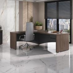 Escrivaninha Mesa Escritório em L Diretor 200cm em Tamburato com 2 Gav