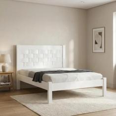 Cama Casal em MDF com Cabeceira Entrelaçada Laila Branco - J&A Móveis