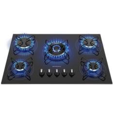Cooktop a Gás 5 Bocas Mondial Preto e Inox CTG-03, Preto e Prata, Bivo