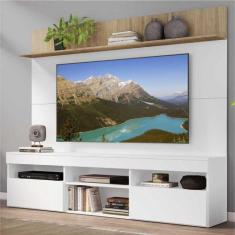 Rack Com Painel Tv 65" Madri Multimóveis E Prateleira Branco/Rustic