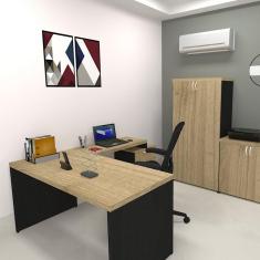 Mesa Reta Natus 40mm 130 Bramov Móveis Preto/Carvalho Mel