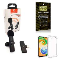 Capa Samsung A14 5G + Microfone Lapela Sem Fio + Película 3D