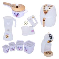 Cozinha Infantil Menina Brinquedo Kit Liquidificador 9Peças