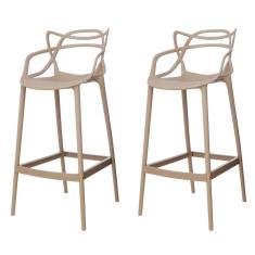 Kit 2 Banquetas Allegra Nude Polipropileno Cozinha Bistrô