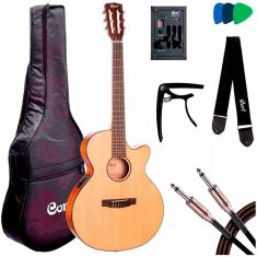 Violão Elétrico Nylon 6 Cordas Cort CEC3 NS + Kit Acessórios