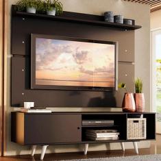Rack Madesa Dubai e Painel para TV até 65 Polegadas com Pés - Preto/Br