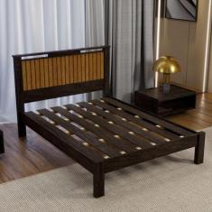 Cama casal ripado alaska 100% mdf c/extrado madeira - carmolar, Mocacc