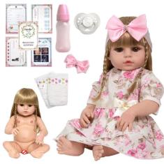 Boneca Reborn 100% Silicone Loira Princesa Com Acessórios - Cegonha Re