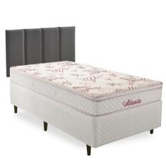 Cama Box Solteiro com Cabeceira Herval Atlanta, Molas Bonnel, 59x88x18