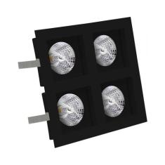 Spot Quadrado Quadruplo Bivolt Flat Faciluz Preto