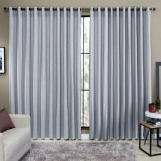 Cortina Semi Blackout Rústica 2,60m x 1,80m p/ Varão Simples - Cinza -