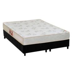 Cama Box King: Colchão Espuma Castor D33 Sleep Max Relax + Base Crc Suede Black(193X203)