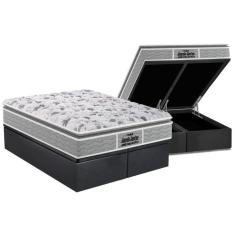 Cama Box Baú Queen Colchão Ortopédico Probel D45/Ep Plus Pillow Top+Base Gray(158X198)