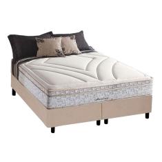 Cama Box Queen: Colchão Molas Herval Maxspring American + Base Crc Suede Clean(158X198)