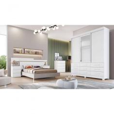 Guarda Roupa Solteiro Com Espelho 3 Portas 9 Gavetas Capri-branco Móveis Novo Horizonte