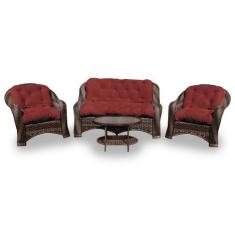 Conjunto de Sofá Fibra Sintética Melo - 1 Sofá 2 L + 2 Poltronas + 1 M