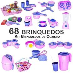 Kit Infantil Panela Air Fryer Prato Mercado Fruta Fogão 68Pç