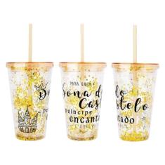 Copo De Plástico 450Ml Shine Teen Com Canudo - Art Brink