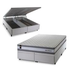 Conjunto Box Baú Alpine Cinza 193x203x72 c/ Molas Ensacadas - King Hou