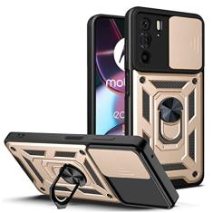 SORAKA Capa para Motorola Moto Edge 30 Pro com suporte para anel e tampa deslizante da câmera Capa Moto Edge 30 Pro com placa de metal para suporte magnético para carro Capa robusta de PC+TPU