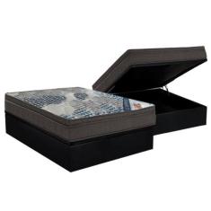 Cama Box Baú Casal: Colchão Molas Ortobom SuperPocket Fort Tech ISO + 