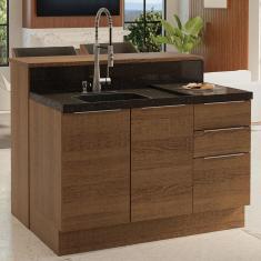 Ilha de Cozinha com Bancada e Balcão 120 cm Stella Madesa