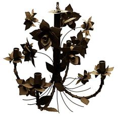 Pendente De Ferro Artesanal Para Quarto Envelhecido 04 Bocais com Flores