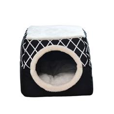 Almofadas de cama macias e confortáveis- Space Capsule Pet Bed Cat Bed Soft Puppy House Ninho dobrável Creative meio- fechado Four Seasons Cat Sleeping Bed (preto, tamanho L)
