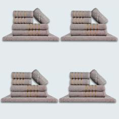 Jogo De Toalhas 24 Pçs Coleção Dubai 100% Algodão Cinza