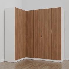 Guarda Roupa Modulado de Canto 6 Portas 3 Peças Hera Cabecasa Madeiramadeira Branco Geada/Louro/Cromado