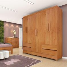 Guarda Roupa Casal Oregon 6 Portas  4 Gavetas Com Pés Tcil
