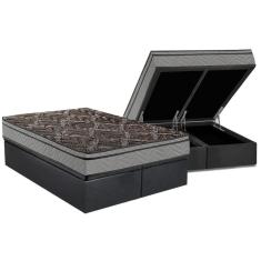 Cama Box Baú Queen: Colchão Ortopédico Paropas D28 / EP Confort Firme+ Base CRC Suede Cinza(158x198)