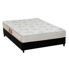 Cama Box Casal: Colchão Espuma Castor D33 Sleep Max Relax + Base CRC Suede Black(138x188)
