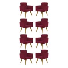 Kit 08 Cadeiras Poltronas Decorativa - Escritório - Recepção Cor:marsala
