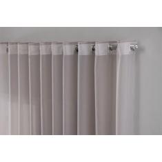 Cortina Varão Voil Liso Cinza 3,00x2,30 Ilhós Cromado - CONFECÇÕES EVA