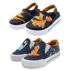Kit 2 Pares Sandália Infantil Babuche Gatatuya e Tênis Casual Dinossau
