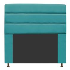 Cabeceira Estofada Turim 160cm Queen Size Suede Turquesa